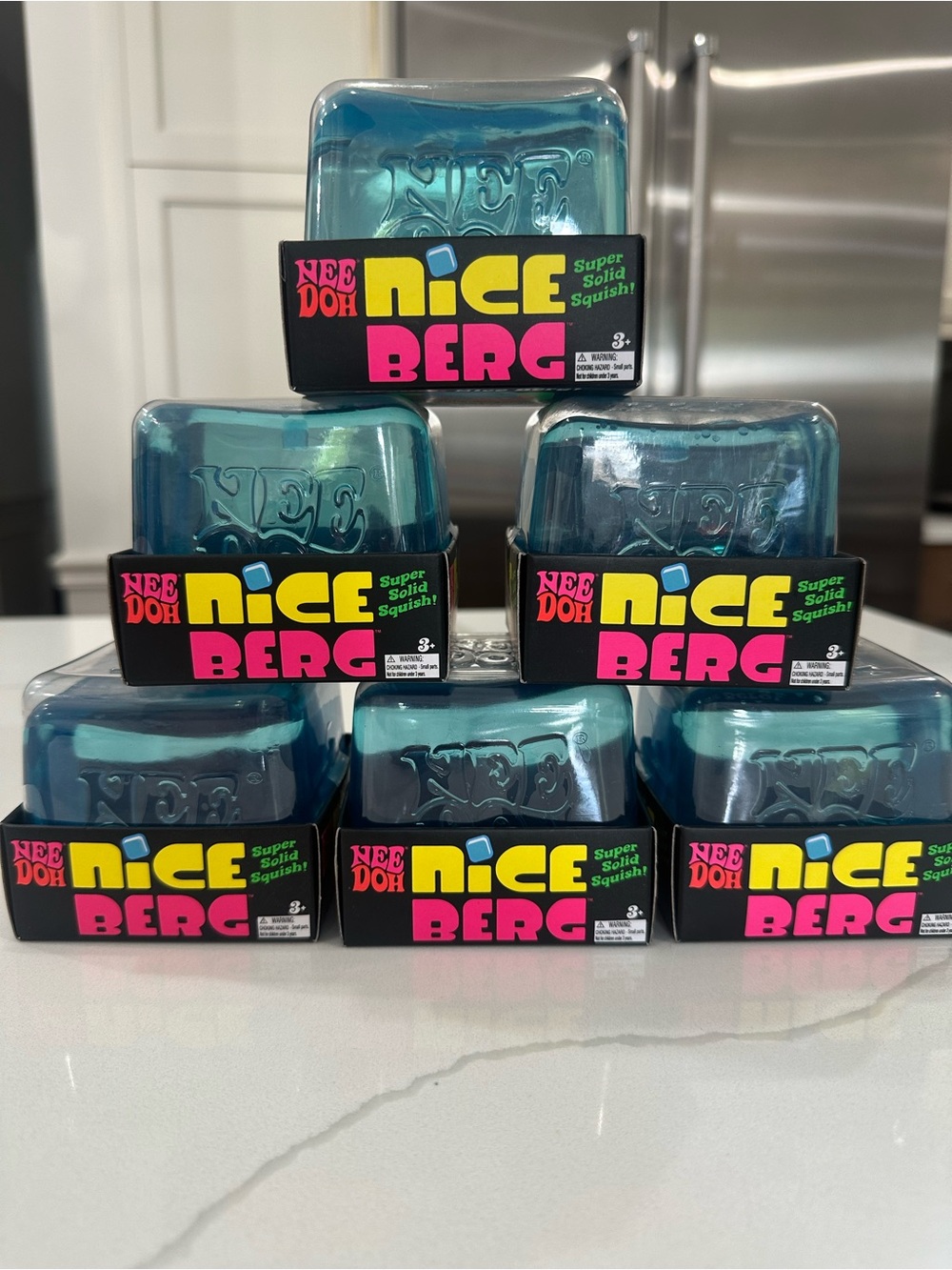 NeeDoh Nice Berg Blue XL Giant Nee Doh Niceberg Solid Squish Cube Ice Block New